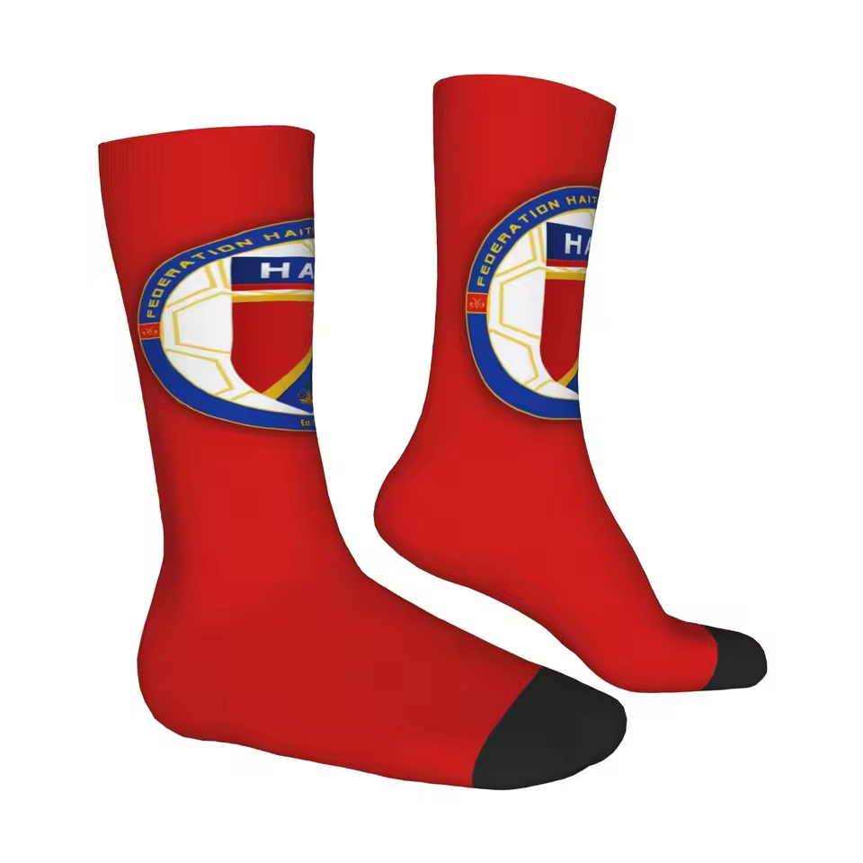 Unisex Haiti Football Fan Seamless Printed Crew Sock