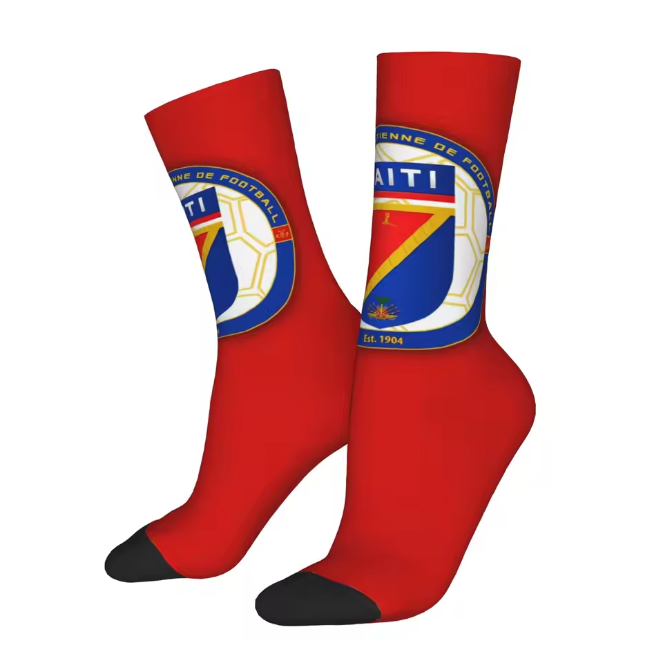 Unisex Haiti Football Fan Seamless Printed Crew Sock