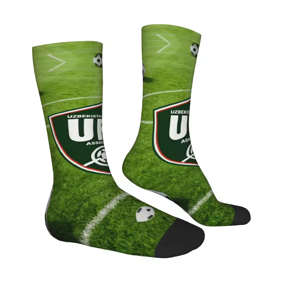 Unisex Uzbekistan Football Fan Seamless Printed Crew Socks
