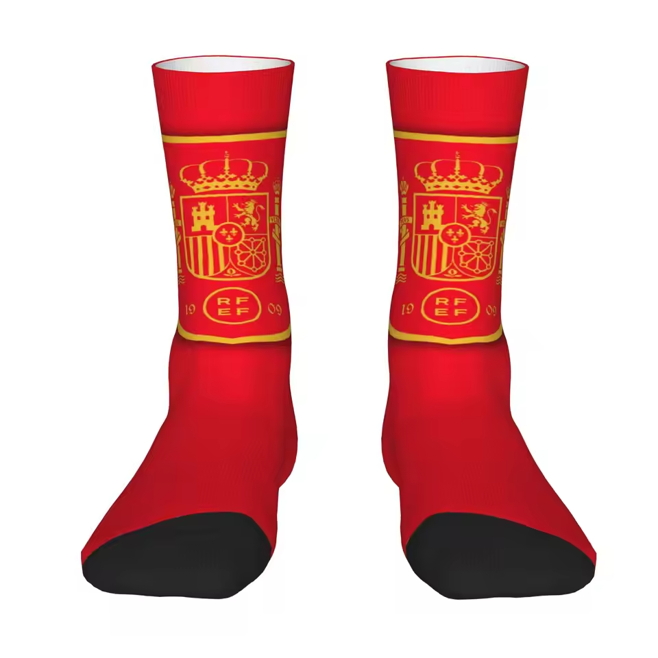 Unisex Spain Football Fan Seamless Printed Crew Socks