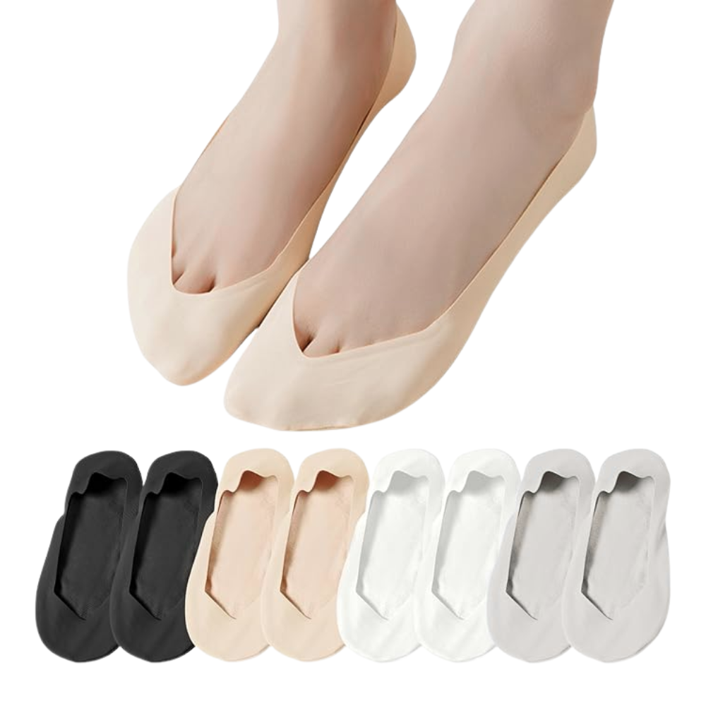 Women Ultra Low Ice Silk And Cotton Liner Socks  Pack Of 4