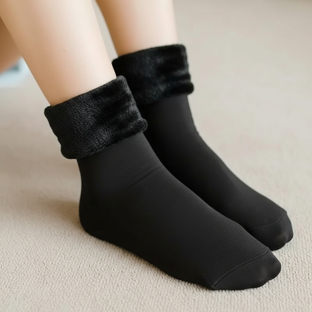 5 Pairs Of Thick Thermal Fleece Lined Socks