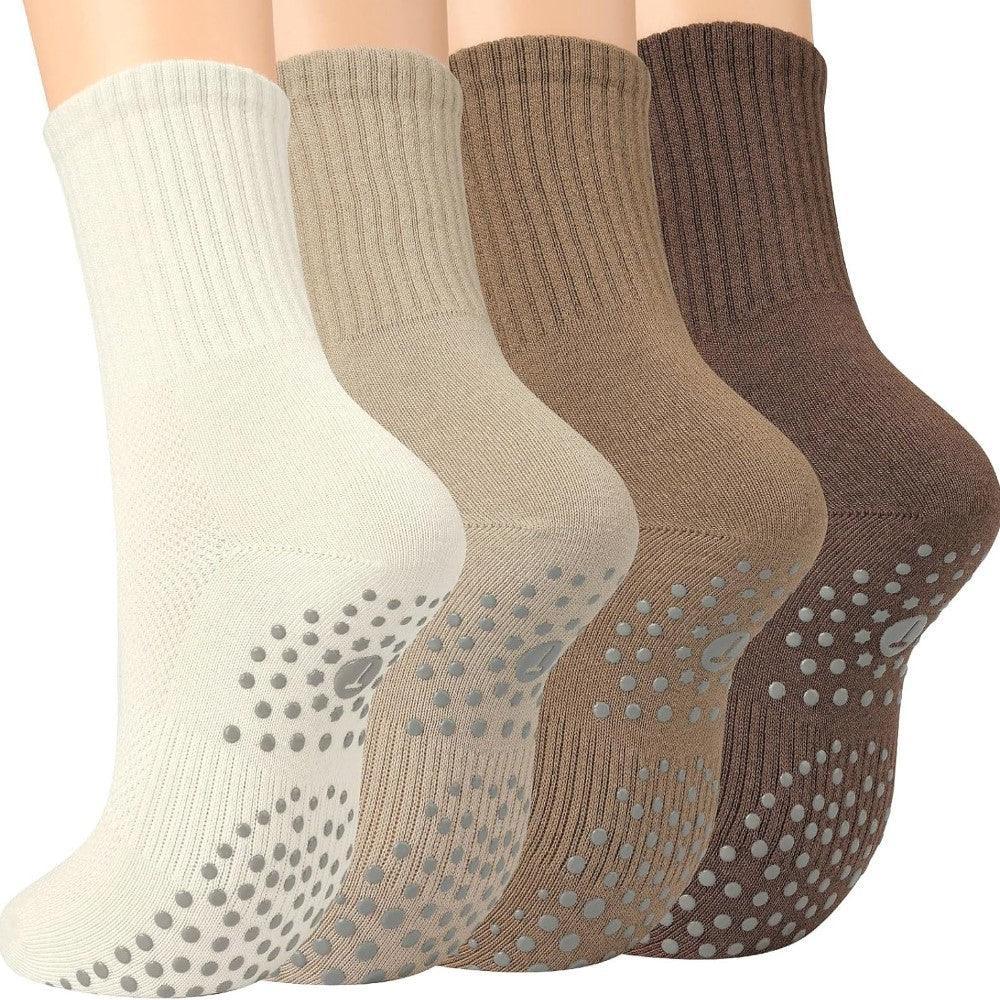 Yoga Crew Toe Socks With Grippers Pack Of 4-Plantar Socks
