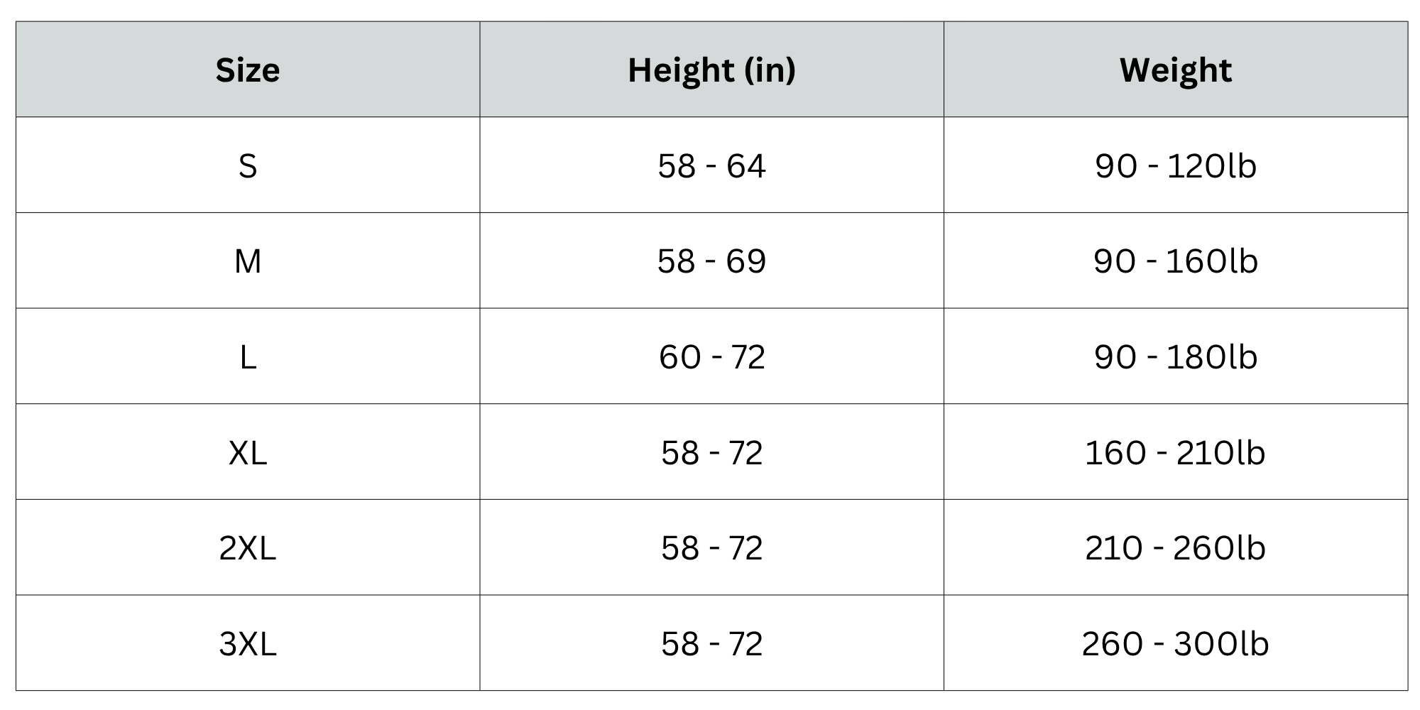 Size Chart