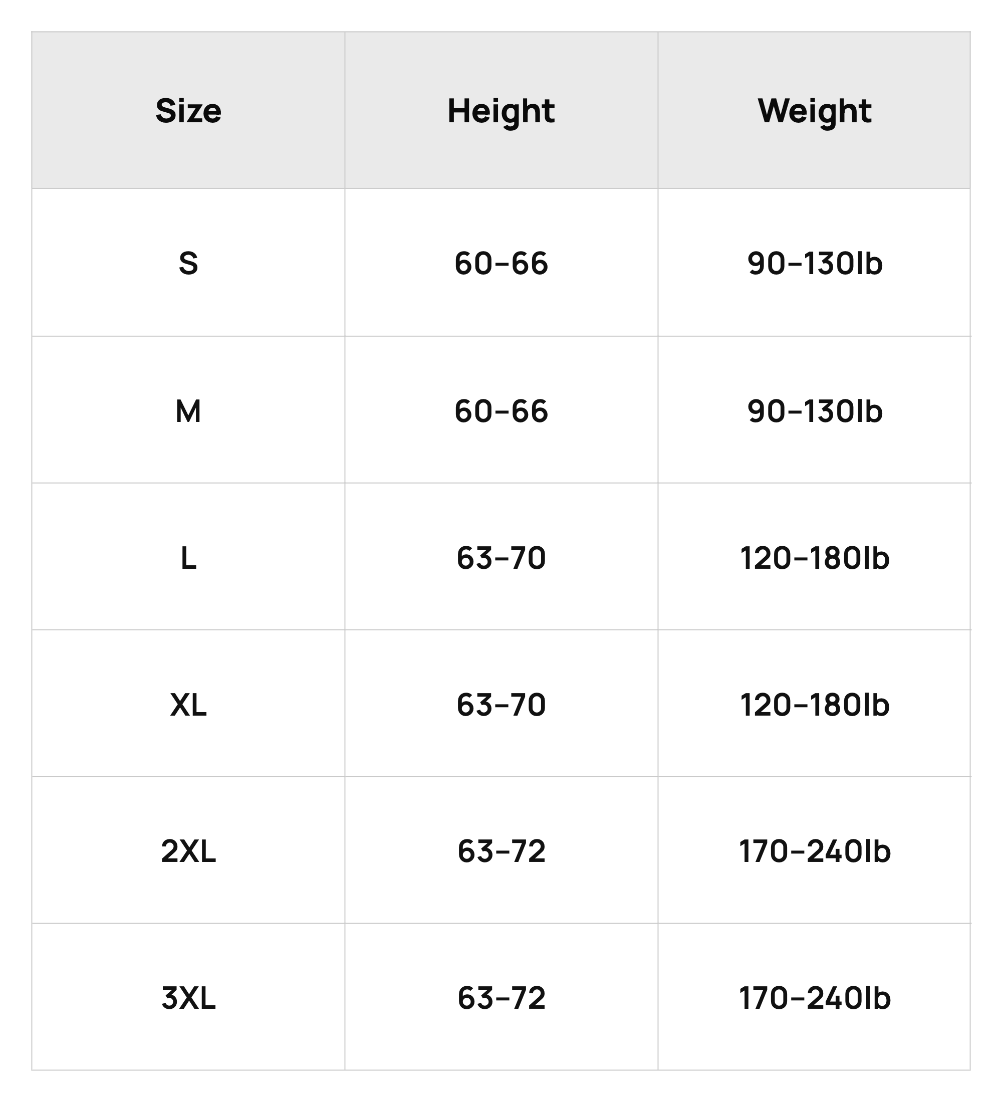 Size Chart