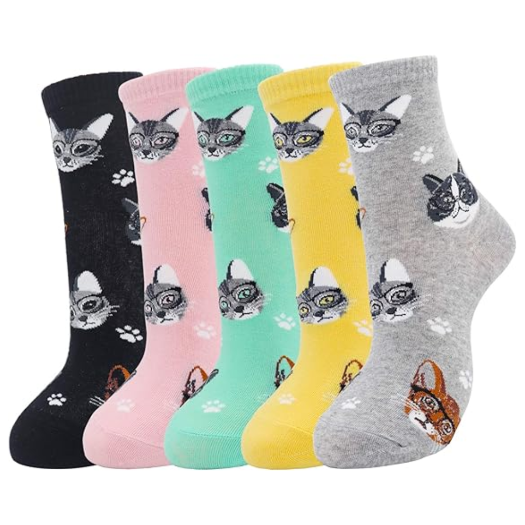 Patterned Animal Knit Crew Style Socks