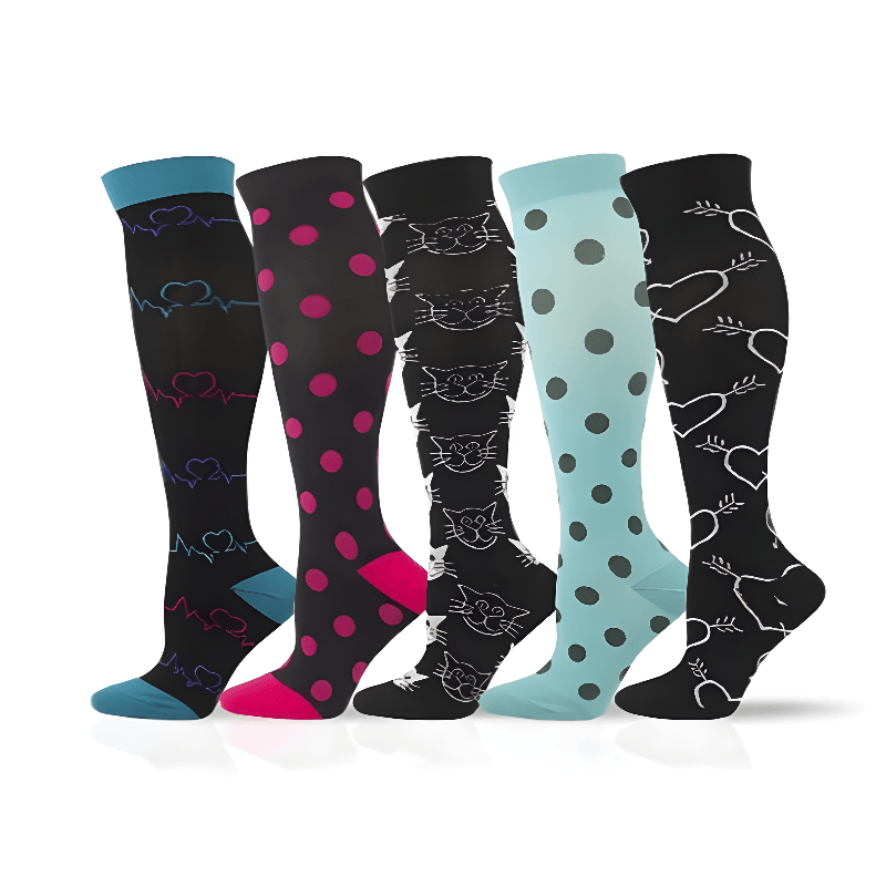 Colorful Compression Stocking Sports - 5 Pairs-Plantar Socks