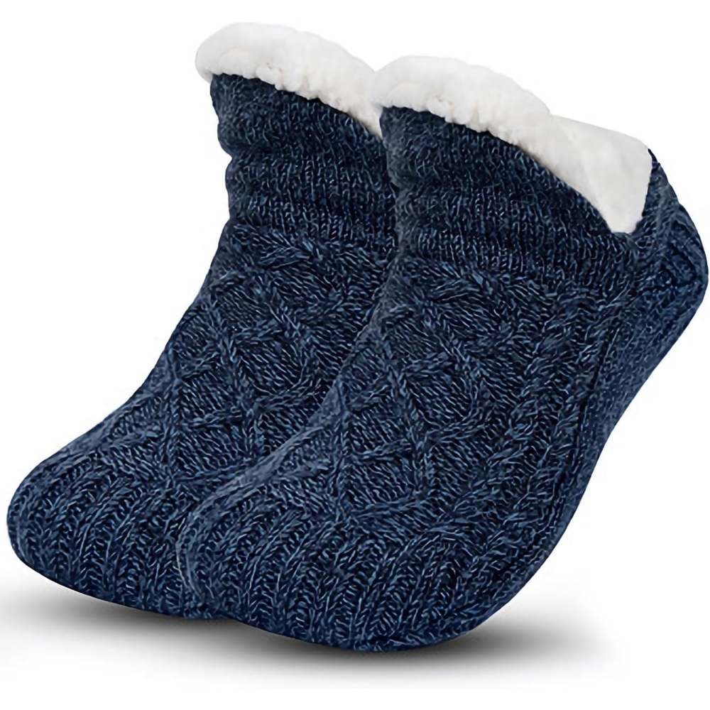 Unisex Thick Fleece Lined Non Slip Fluffy Fuzzy Warm Slipper Socks for Men and Women