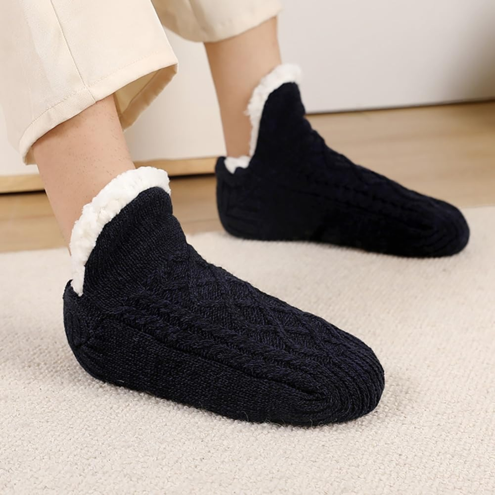 Unisex Thick Fleece Lined Non Slip Fluffy Fuzzy Warm Slipper Socks for Men and Women
