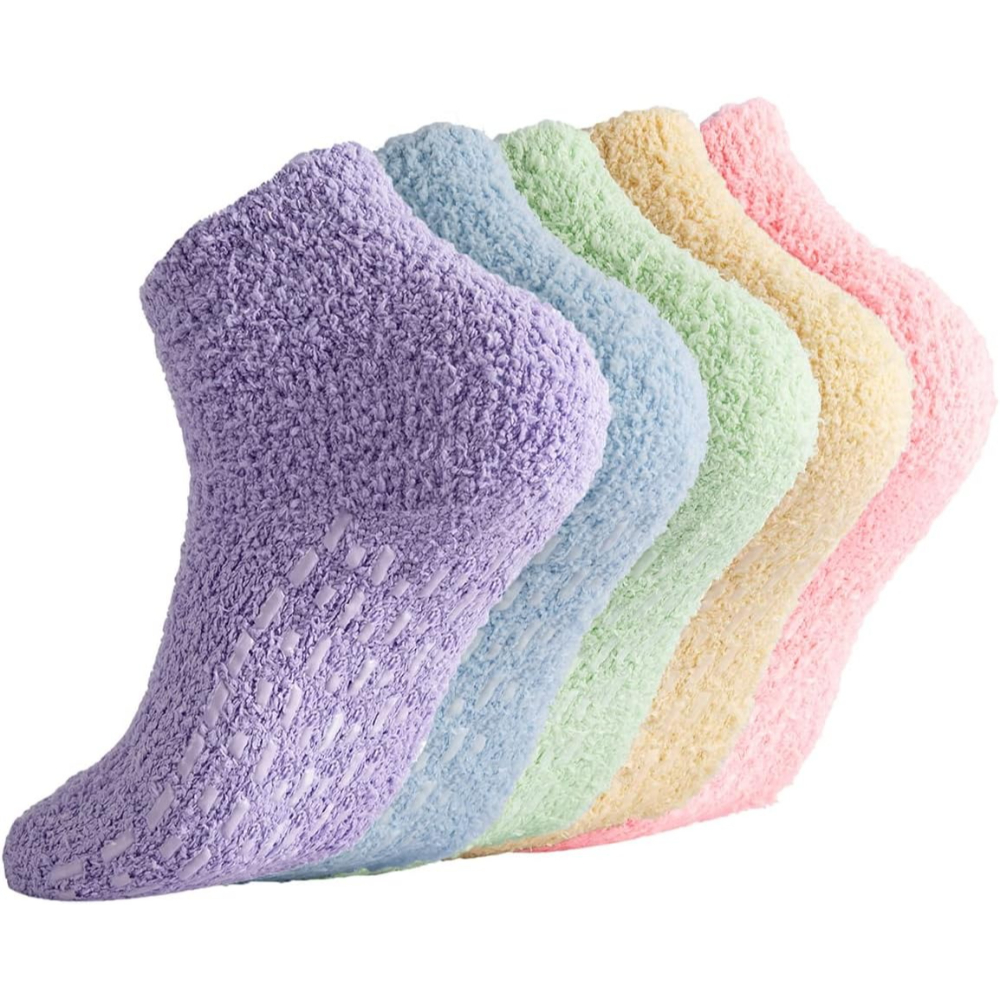 5 Pairs Women Non Slip Grip Slipper Socks