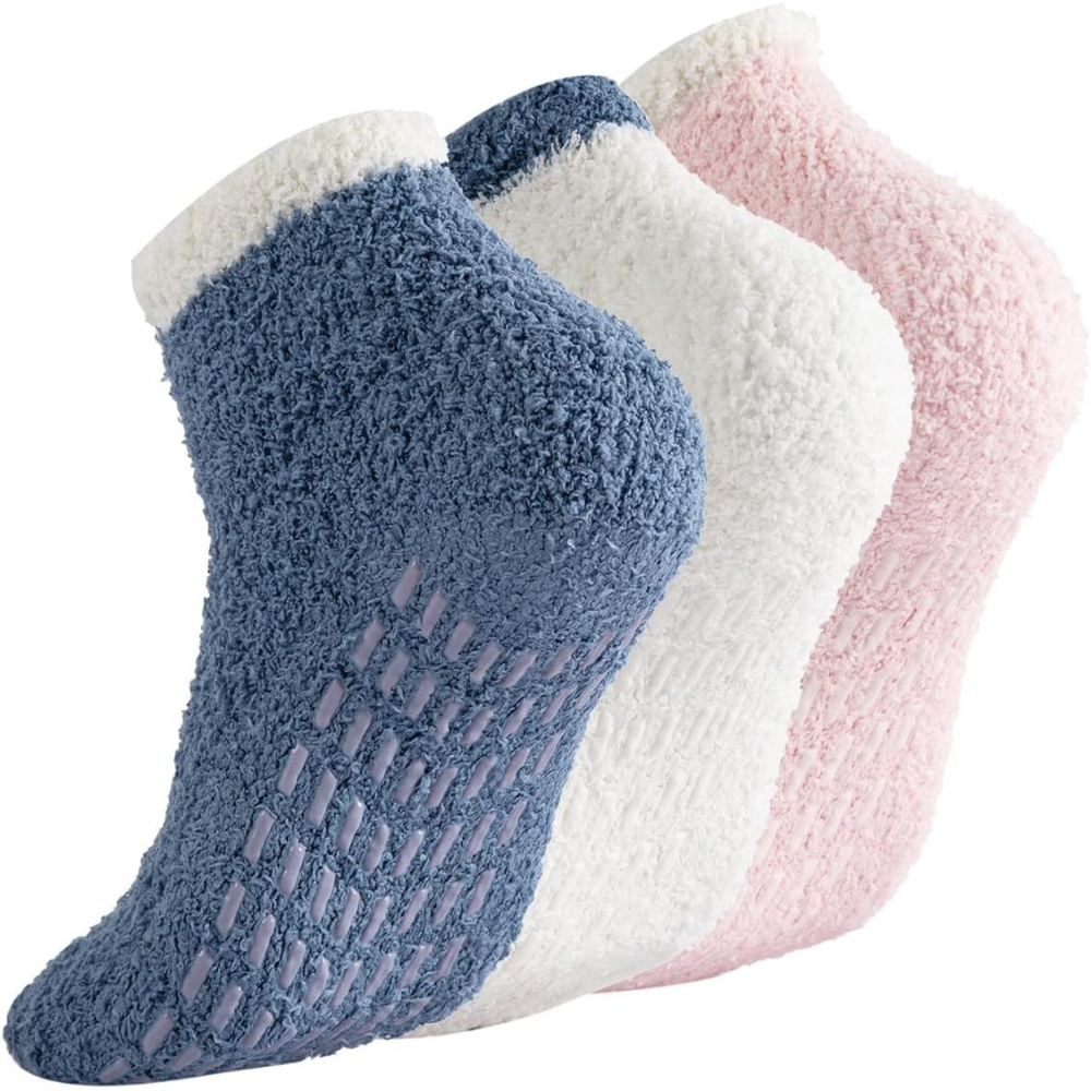 3 Pairs Women Non Slip Grip Slipper Socks