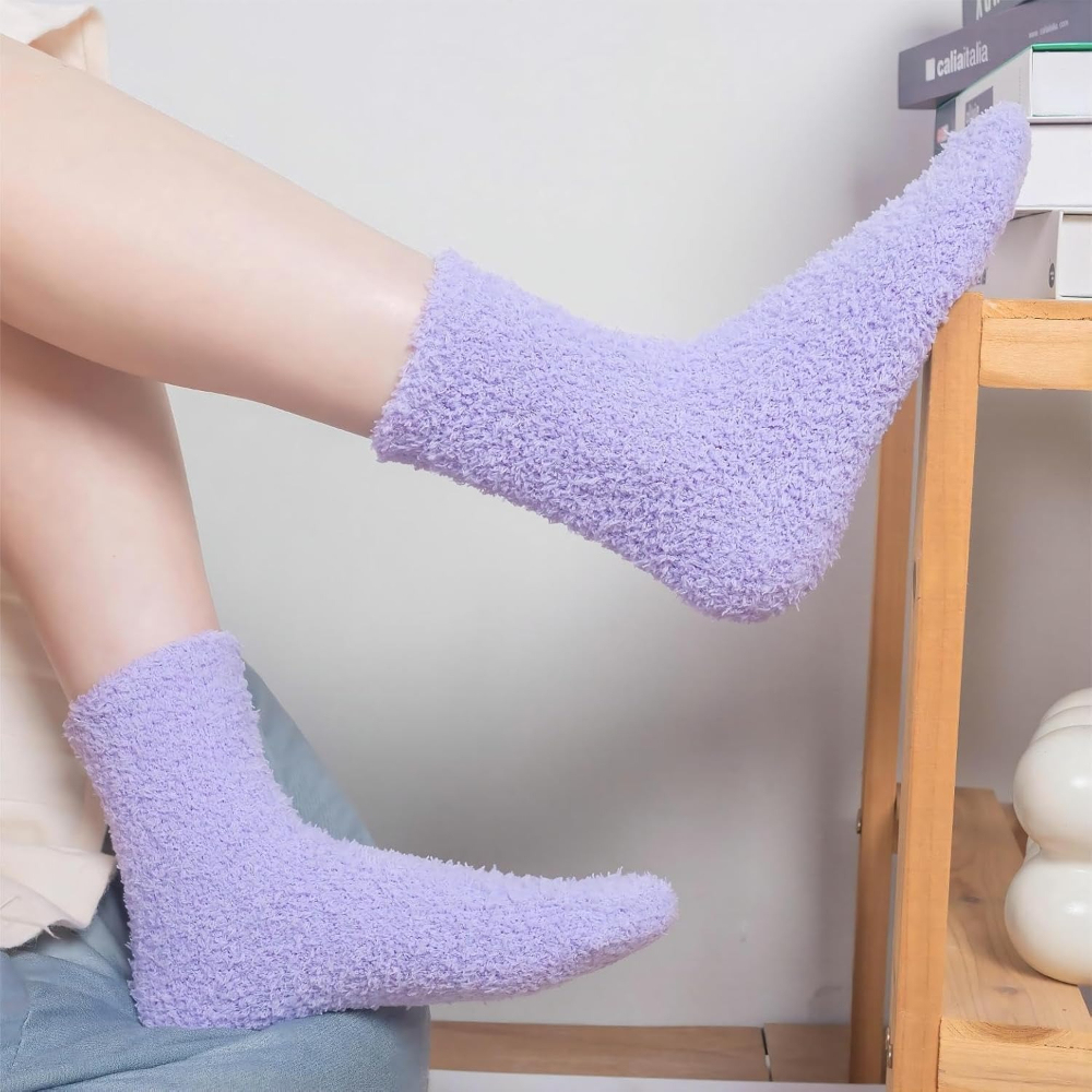 6 Pairs Women Soft Fuzzy Fluffy Slipper Socks