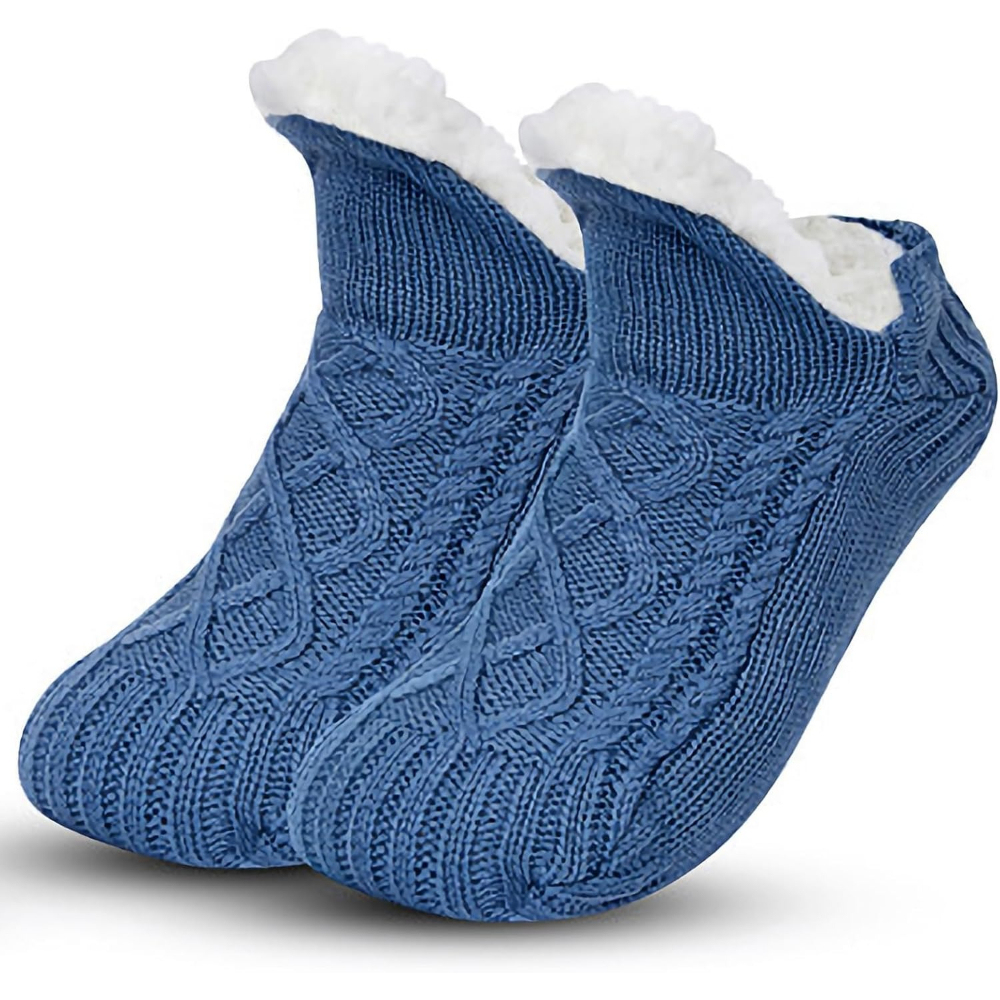 Unisex Thick Fleece Lined Non Slip Fluffy Fuzzy Warm Slipper Socks for Men and Women