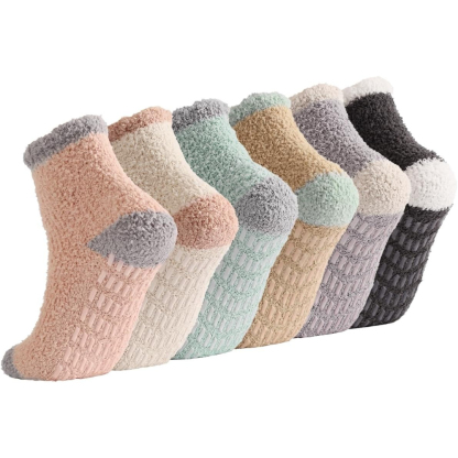 6 Pairs Women Non Slip Grip Slipper Socks