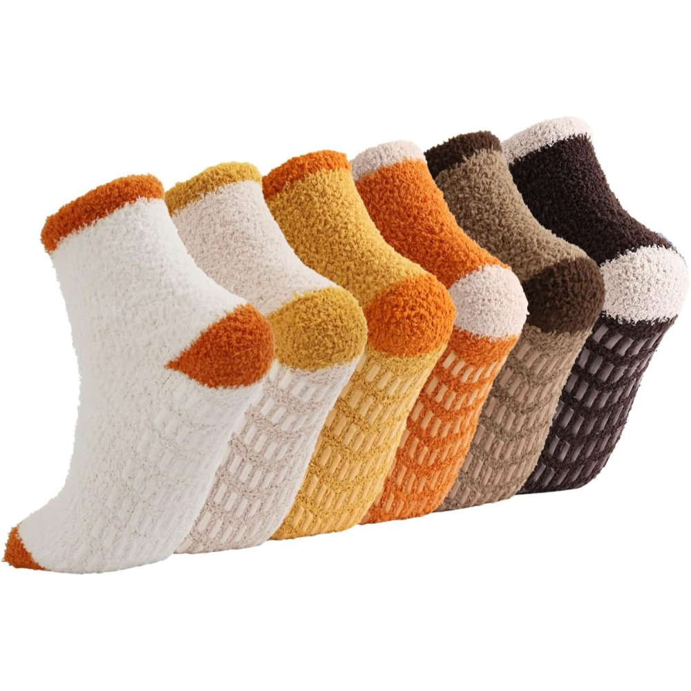 6 Pairs Women Non Slip Grip Slipper Socks
