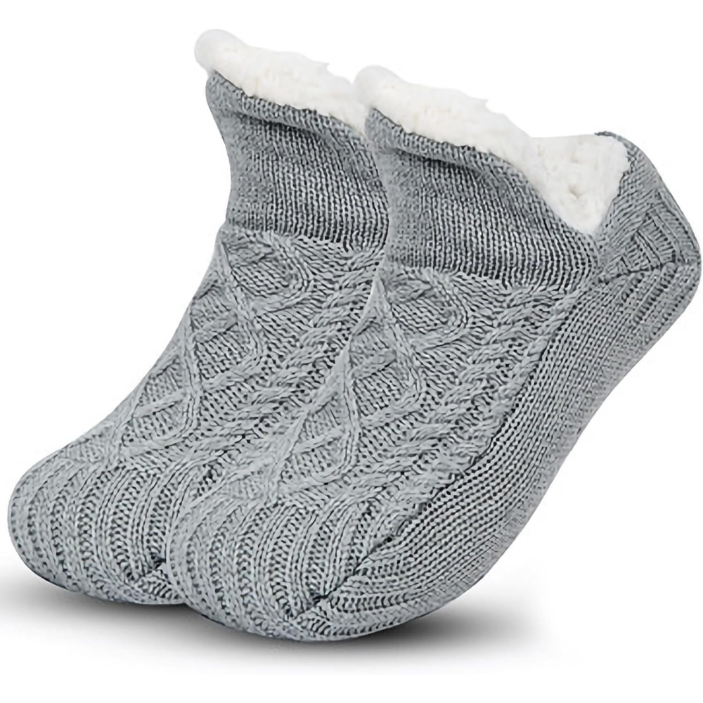Unisex Thick Fleece Lined Non Slip Fluffy Fuzzy Warm Slipper Socks for Men and Women