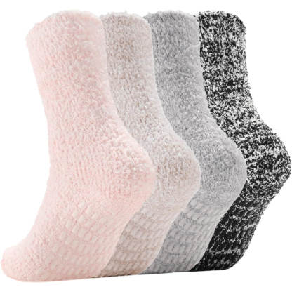 4 Pairs Non Slip Grips Slipper Socks for Women