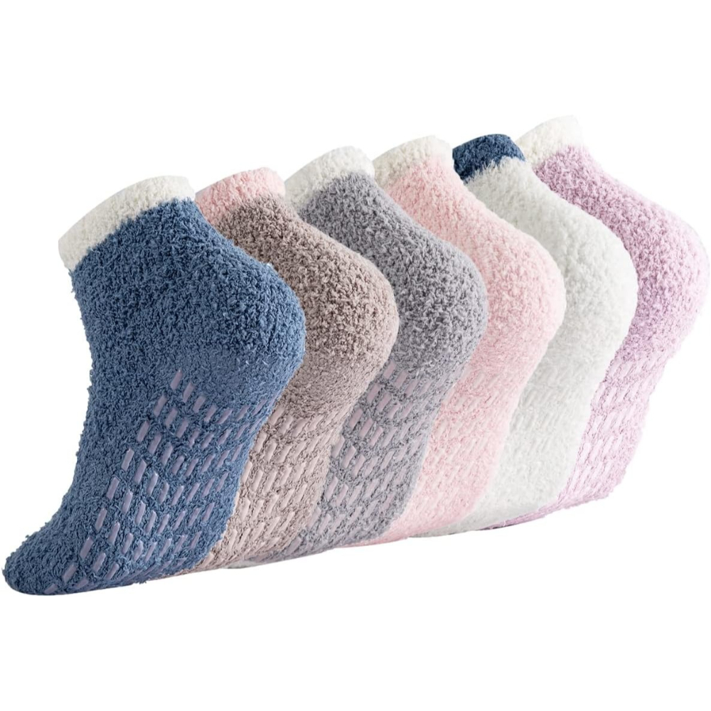 6 Pairs Women Non Slip Grip Slipper Socks