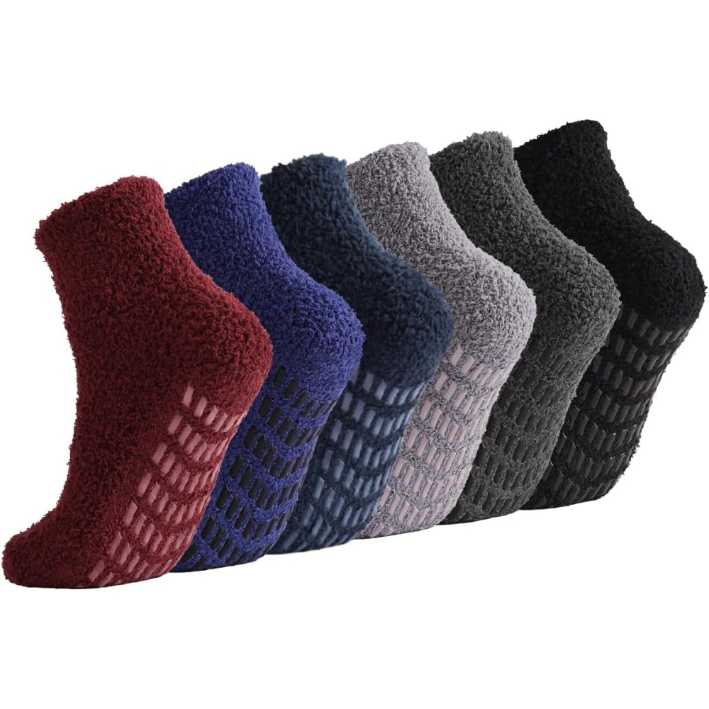 6 Pairs Women Non Slip Grip Slipper Socks