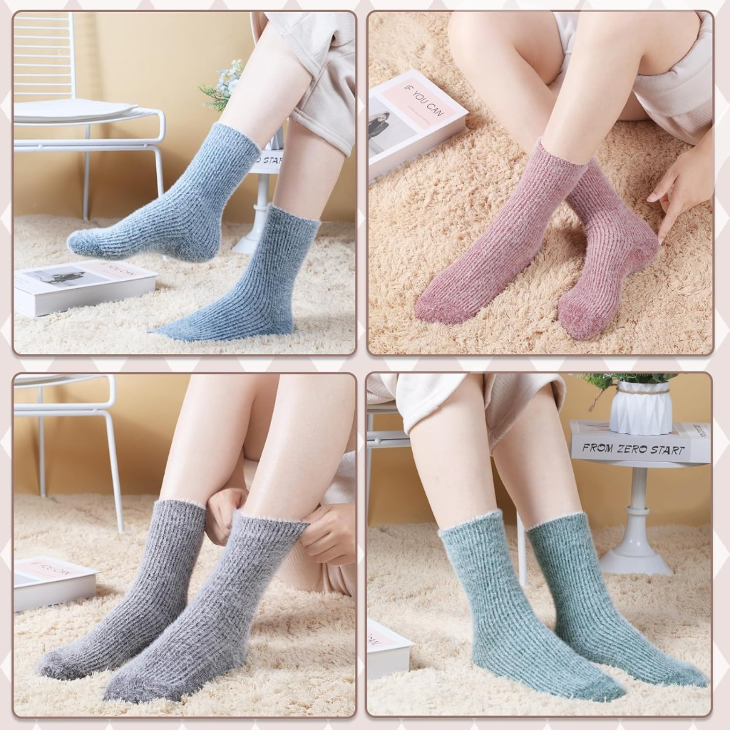 Women Fluffy Slipper and Boot Fuzzy Winter Cozy Socks
