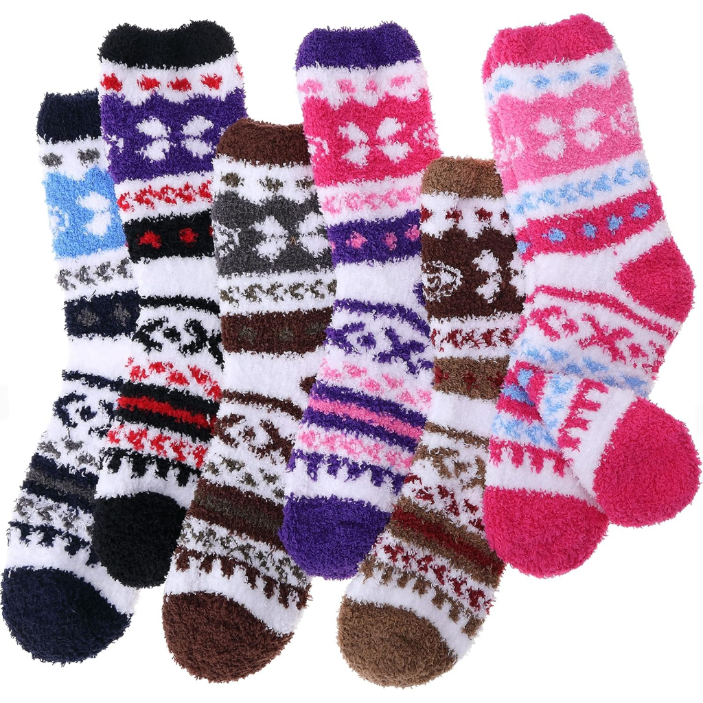 Pairs of 6 Cozy Plush Fleece Warm Wear Women Fuzzy Socks Winter
