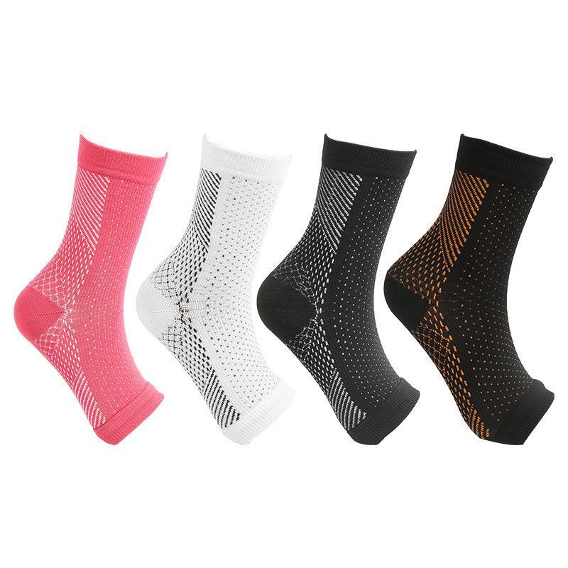 Open toe Ankle Support Elastic Compression Socks - 4 Pairs-Plantar Socks
