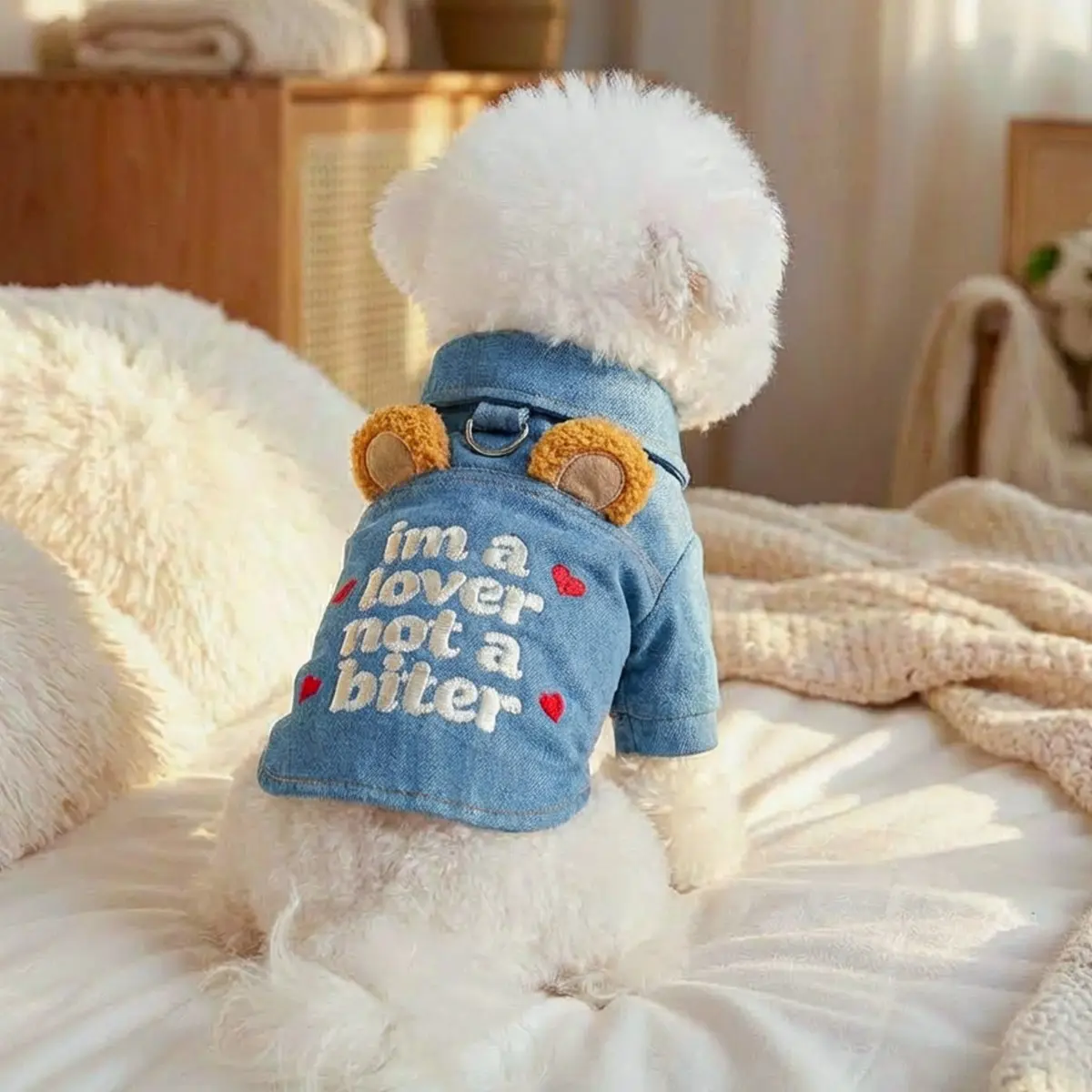 Faux Denim Pet Jacket For Small Dogs Puppies And Cats