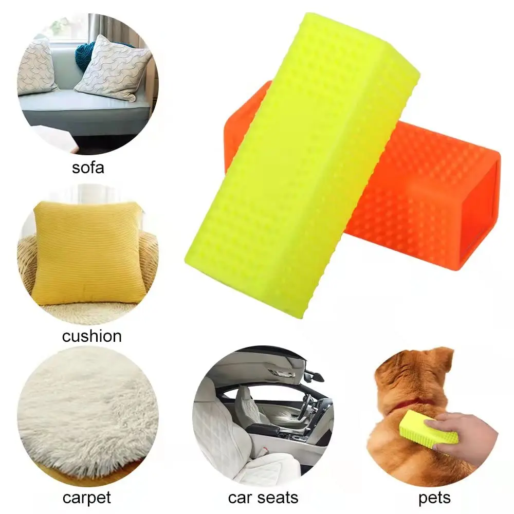 2 Pcs Pet Hair Remover & Carpet Striping Block, Pet Hair Shedding Comb, Rubber Brush Roller for Sofas and Hollow Cleaner
