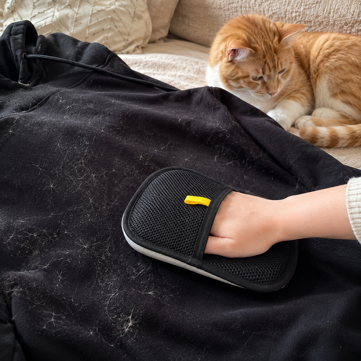 Reusable Pet Fur Removal Gloves for Furniture and Car Cleaning