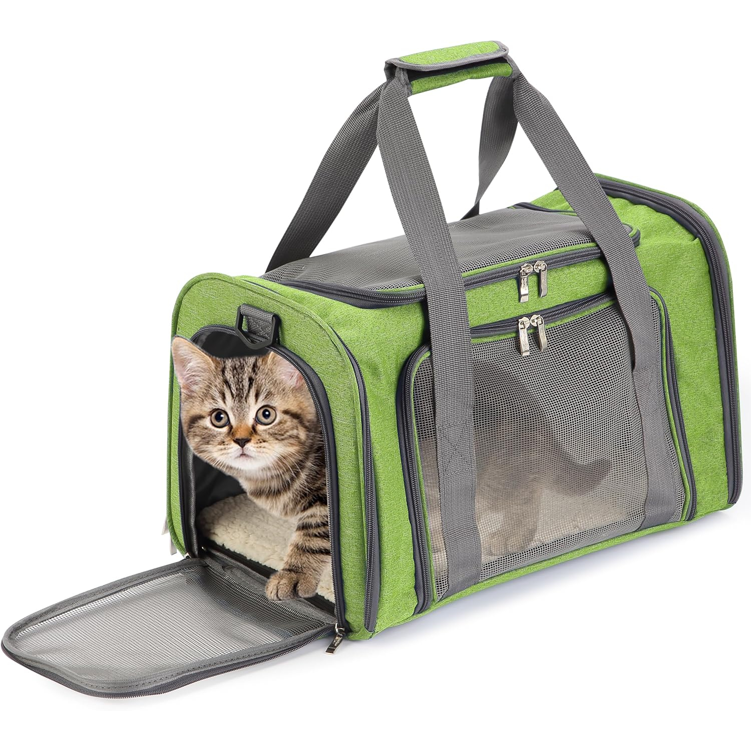 Portable Pet Carrier for Cats And Dogs with Mesh Panels Safety Leash And Side Pocket