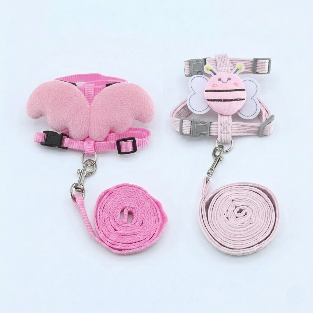Adjustable Bee Design Pet Harness And Leash Set For Cats And Small Dogs