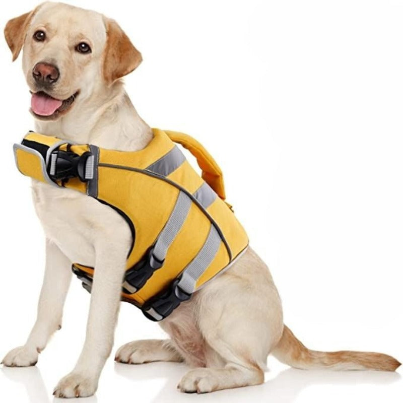 Dog Life Jacket With Reflective Stripes With Adjustable High Visibility Vest-Paw Print Pad