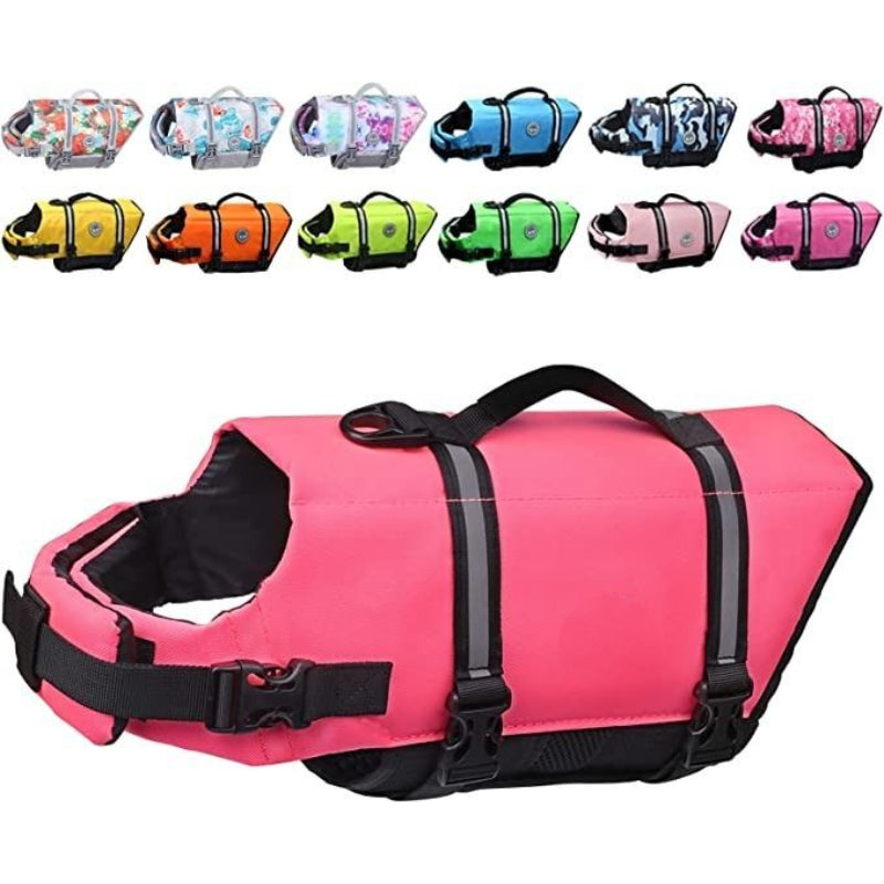 Ripstop Dog Life Vest, Reflective & Adjustable Life Jacket For Dogs-Paw Print Pad