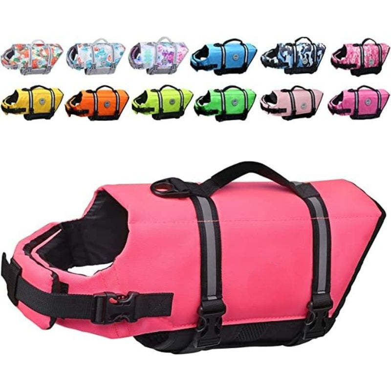 Ripstop Dog Life Vest, Reflective & Adjustable Life Jacket For Dogs-Paw Print Pad