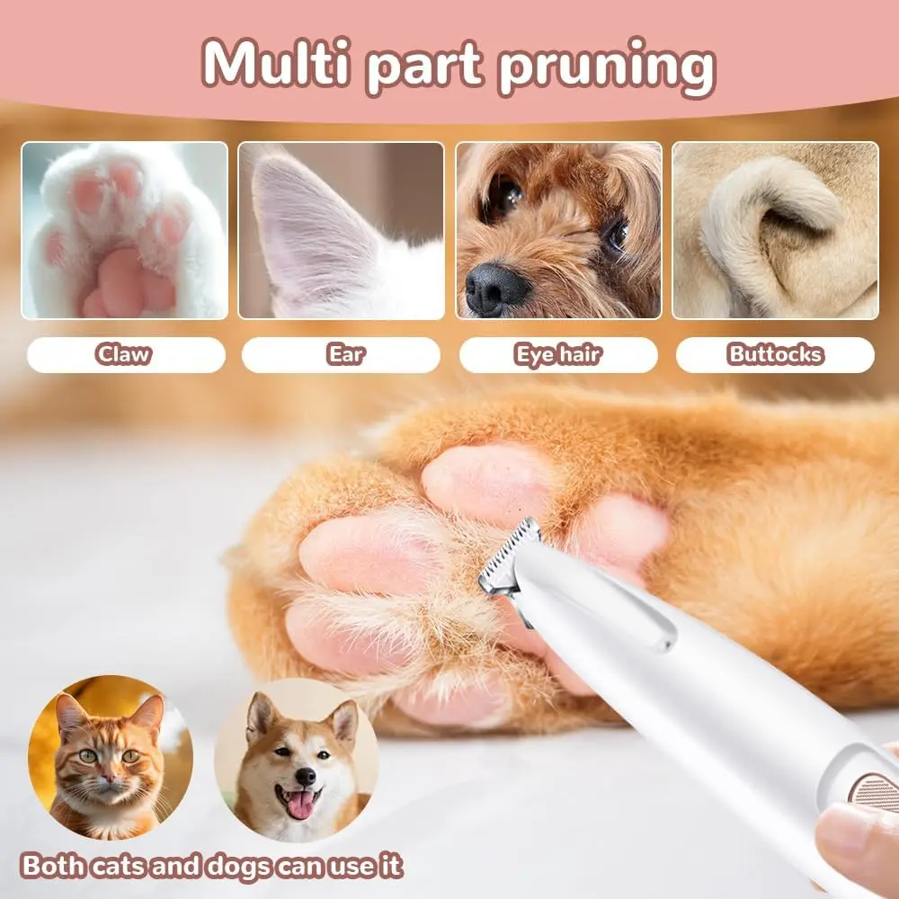 New Pet Trimmer for dogs and cats,Waterproof Rechargeable Pet Shaver with LED Light, Multifunctional Pet Hair Clippers for Paws Eyes Ears Face Rump,dog stuff,cat paw trimmer,Rechargeable Low Noise Pet Trimmer