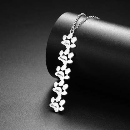 Custom Pet Name Paw Pendant Necklace-Paw Print Pad