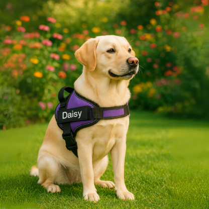 Custom No Pull Dog Harness with Personalized Name Patch-Paw Print Pad