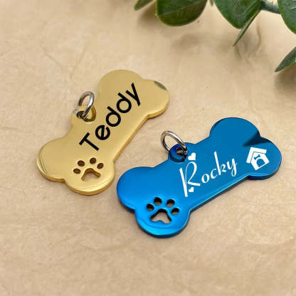Personalized Pet Name Tag Pendant For Dog Collar-Paw Print Pad
