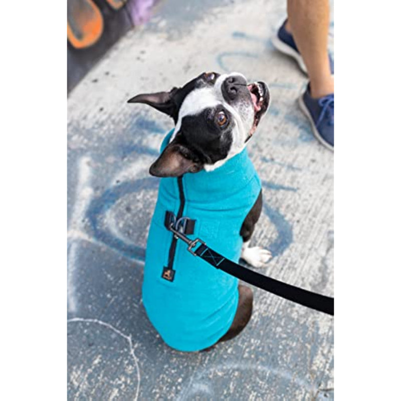 Warm Pullover Fleece Dog Jacket With O-Ring Leash-Paw Print Pad