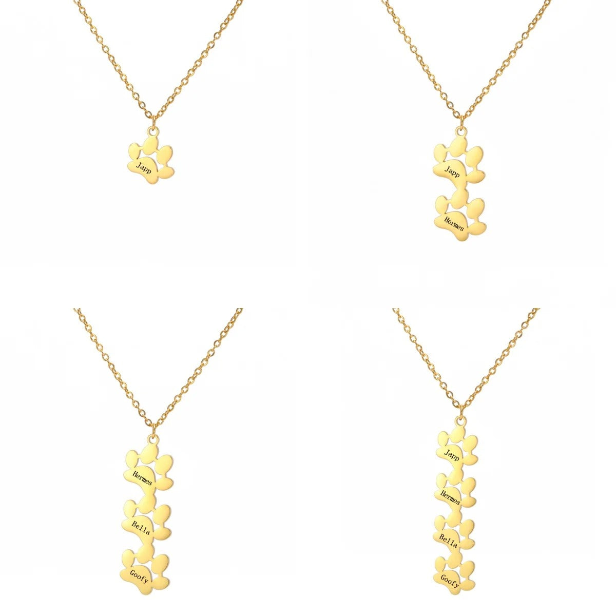 Custom Pet Name Paw Pendant Necklace-Paw Print Pad