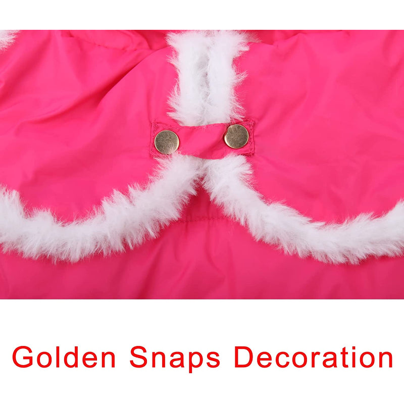 Shawl Design Fleece Lined Warm Dog Jacket For Puppy Winter Cold Weather,Soft Windproof Small Dog Coat-Paw Print Pad