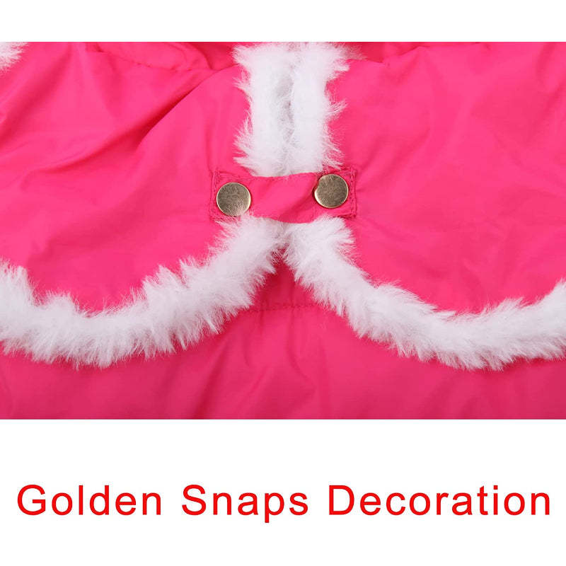 Shawl Design Fleece Lined Warm Dog Jacket For Puppy Winter Cold Weather,Soft Windproof Small Dog Coat-Paw Print Pad