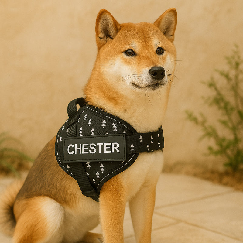 Custom No Pull Dog Harness with Personalized Name Patch-Paw Print Pad