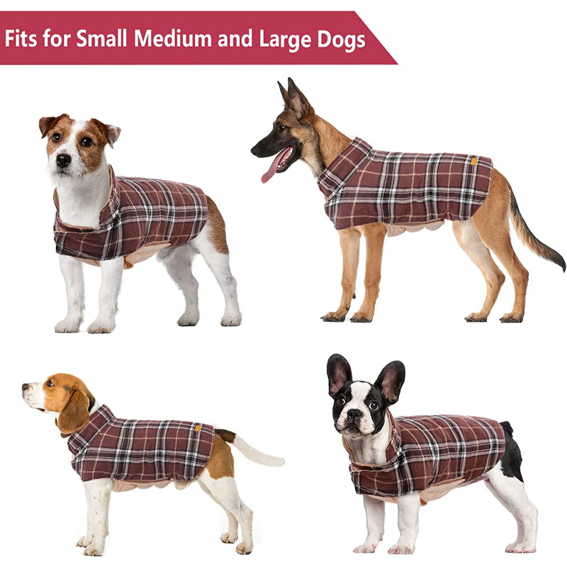 Warm Dog Coat, Reversible Dog Jacket Waterproof Dog Winter-Paw Print Pad
