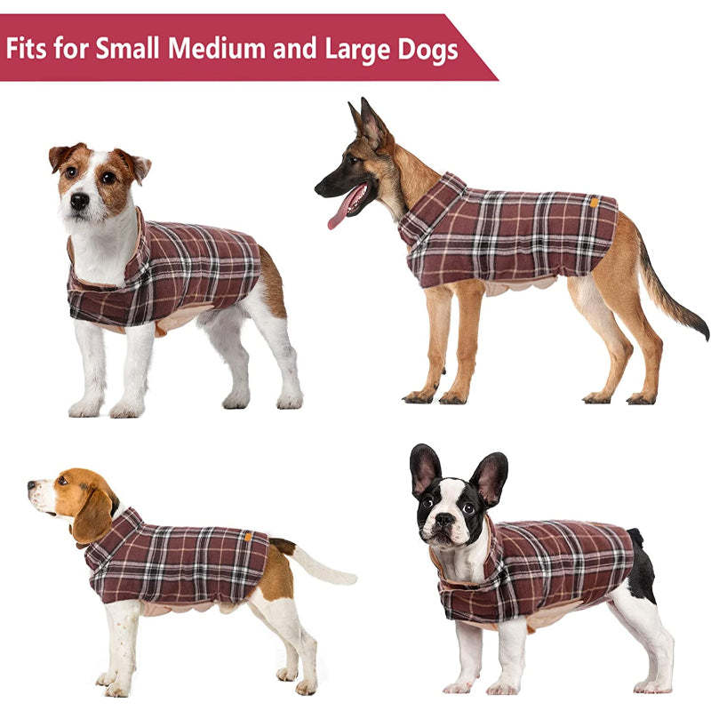 Warm Dog Coat, Reversible Dog Jacket Waterproof Dog Winter-Paw Print Pad