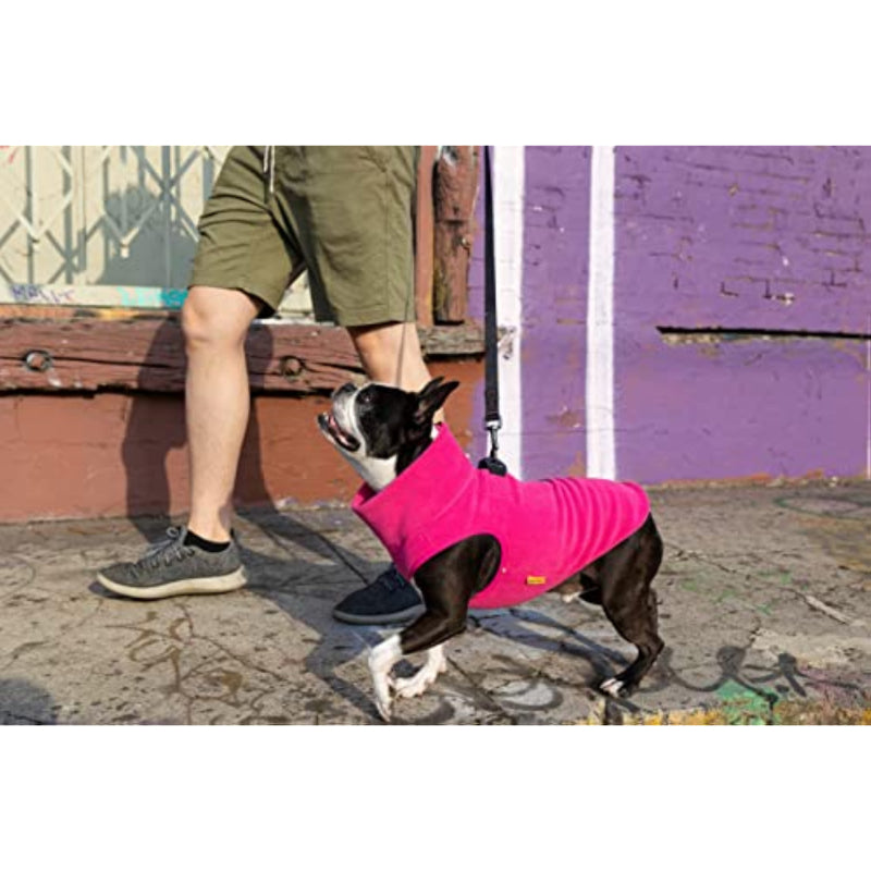 Warm Pullover Fleece Dog Jacket With O-Ring Leash-Paw Print Pad