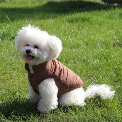 2 Layers Fleece Lined Warm Dog Jacket For Puppy Winter Cold Weather,Soft Windproof Small Dog Coat-Paw Print Pad