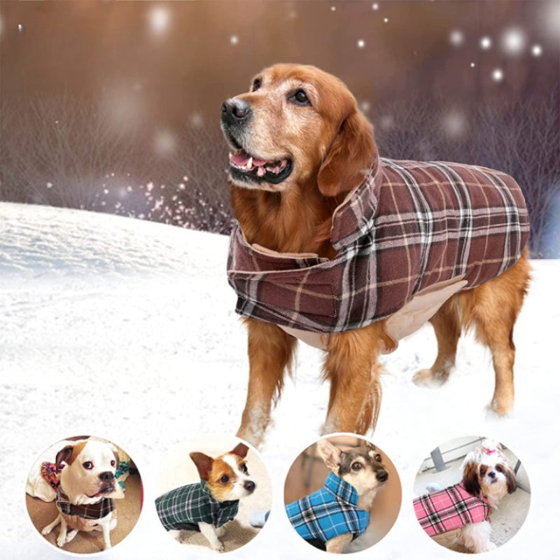Warm Dog Coat, Reversible Dog Jacket Waterproof Dog Winter-Paw Print Pad