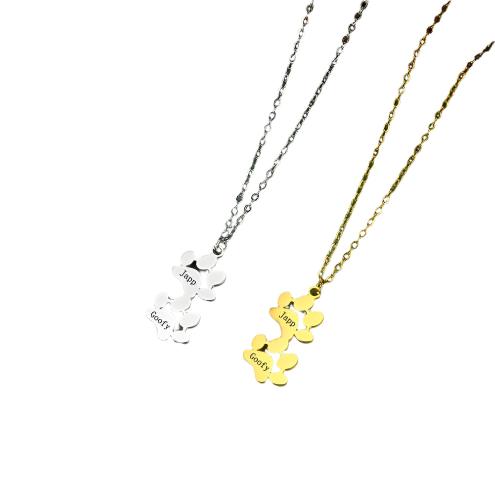 Custom Pet Name Paw Pendant Necklace-Paw Print Pad
