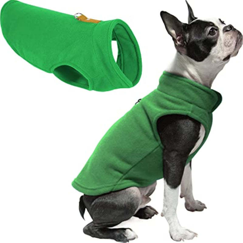 Fleece Vest Dog Sweater Warm Pullover Fleece Dog Jacket-Paw Print Pad
